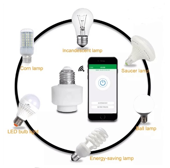 E27 Standard Wireless Wifi Remote Control Stainless Steel Light Bulb Socket